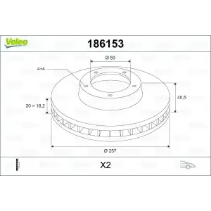 VALEO Fren Diski Ön (Takım Fiyatıdır (Kutu İçi Adet 2)) - Fiat / Alfa / Lancia 186153