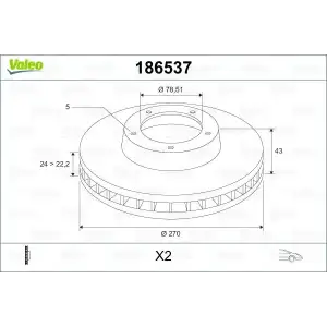 VALEO Fren Diski Ön ((Takım Fiyatıdır)) - Ford 186537