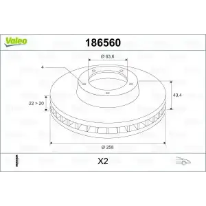 VALEO Fren Diski Ön (TAM T1125 Fcs/takim) - Ford 186560