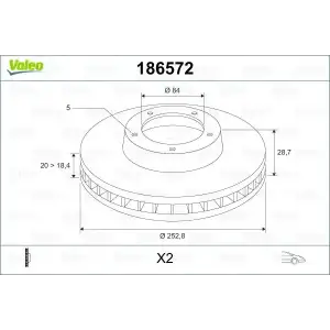 VALEO Fren Diski Ön (Takım : 253 X 5 Havalı) - Kore Araçları (Hyundai/Kia) 186572