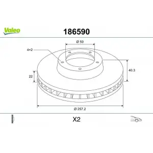 VALEO Fren Diski Ön (186590) - Fiat / Alfa / Lancia
