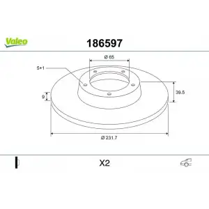 VALEO Fren Diski Arka (18488-ddf929-df2805 (Takım Fiyat)) - VW Grubu (VW/Audi/Seat/Skoda) 186597