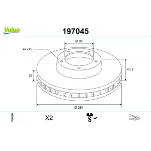 VALEO Fren Diski Ön (Takım 15 Inch) - Opel 197045