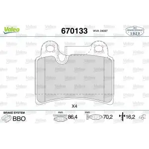 VALEO Fren Balatası Arka (Gdb1722 / Fdb1878) - VW Grubu (VW/Audi/Seat/Skoda) 670133