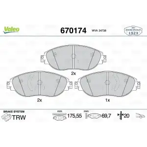 VALEO Fren Balatası Ön (Gdb2219) - VW Grubu (VW/Audi/Seat/Skoda) 670174