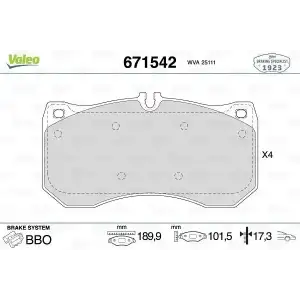 VALEO Fren Balatası Ön (Gdb1997) - VW Grubu (VW/Audi/Seat/Skoda) 671542