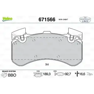 VALEO Fren Balatası Ön (Fdb4468) - VW Grubu (VW/Audi/Seat/Skoda) 671566