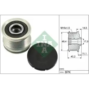 INA Alternatör Kasnağı (56336) - VW Grubu (VW/Audi/Seat/Skoda) 535 0124 10
