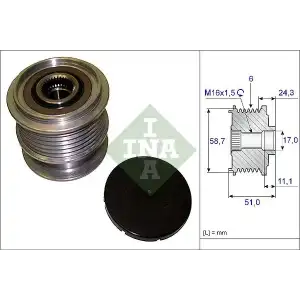 INA Alternatör Kasnağı ((51 Mm /17 Mm / 63 Mm ) 6 Kaburga/31285489) - Volvo 535 0200 10