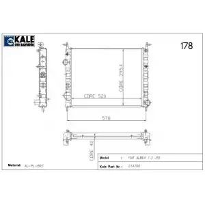 KALE Su Radyatörü (1 Sıra ALB SI) (0133302AB) - Fiat / Alfa / Lancia