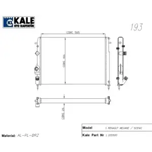 KALE Su Radyatörü ((At/mt) (AC) [Brazing] [585x416x23.5]) - Renault / Dacia 0520211AB