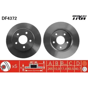 TRW Fren Diski Arka ([265 Mm] Takım) - Ford DF4372