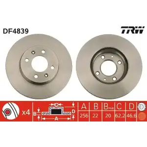 TRW Fren Diski Ön (Takım Fiyatıdır (256 X 4 Havalı)) - Kore Araçları (Hyundai/Kia) DF4839