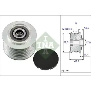 INA Alternatör Kasnağı (55473) - VW Grubu (VW/Audi/Seat/Skoda) 535 0052 10