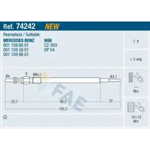 FAE Kızdırma Bujisi (FAE 74242) - Mercedes-Benz