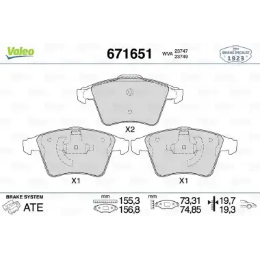 VALEO Fren Balatası Ön (671651) - VW Grubu (VW/Audi/Seat/Skoda)