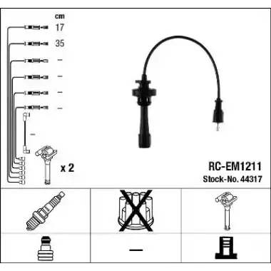NGK Buji Kablosu Takım (Rc-em1211) - Japon Araçları NGK 44317