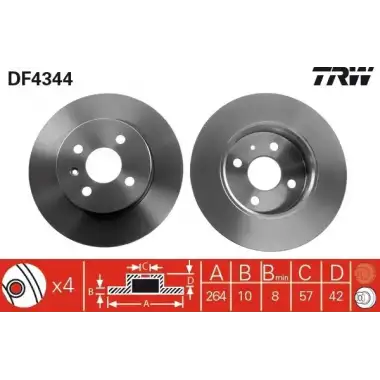 TRW Fren Diski Arka (Takım) (DF4344) - Opel