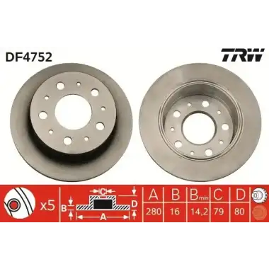 TRW Fren Diski Arka (Takım) (DF4752) - Fiat / Alfa / Lancia