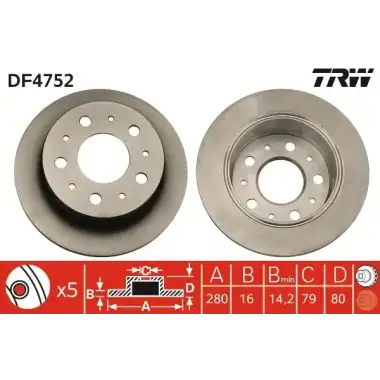 TRW Fren Diski Arka (Takım) (DF4752) - Fiat / Alfa / Lancia