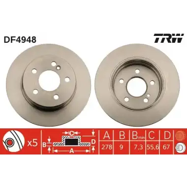 TRW Fren Diski Arka (DF4948) - Mercedes-Benz