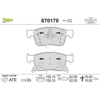 VALEO Fren Balatası Ön (670170) - Opel