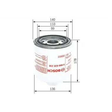 BOSCH Hava Kurutucusu Kartuşu (Basınçlı Hava Sistemi) (0986628258) - Ağır Vasıta