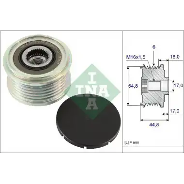 INA Alternatör Kasnağı (Şarj Kasnağı (6 Kanallı)) - Renault / Dacia 535 0114 10