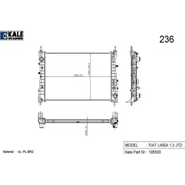 KALE Su Radyatörü (Al/pl/brz) (0135021AB) - Fiat / Alfa / Lancia