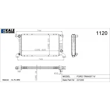 KALE Su Radyatörü (Aleminyum Brazing 32,mm) (0206151AB) - Ford