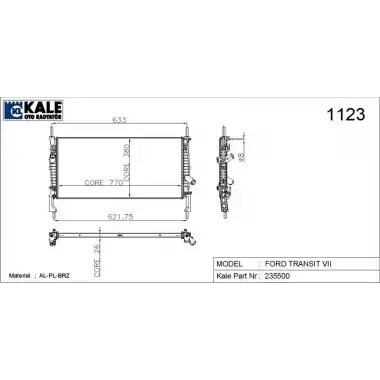 KALE Su Radyatörü (Klimalı Brazing) - Ford 0222281AB
