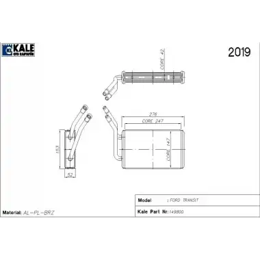 KALE Kalorifer Radyatörü ((-AC) Yc1h 18b539 AA) - Ford 0288892AB