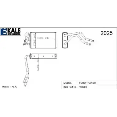 KALE Kalorifer Radyatörü (Klimalı /yc1h 18b539 BB) - Ford 0288922AB