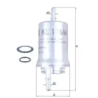 MAHLE Yakıt Filtresi (4 BAR / H155wk) - VW Grubu (VW/Audi/Seat/Skoda) MHL KL176/6D