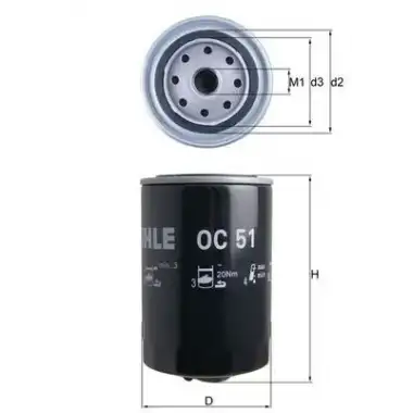 MAHLE Yağ Filtresi (H17w05) - VW Grubu (VW/Audi/Seat/Skoda) MHL OC51