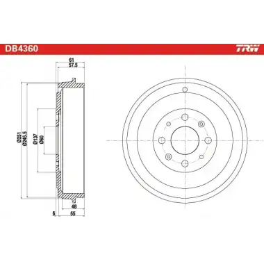 TRW Kampana Arka (DB4360) - Opel
