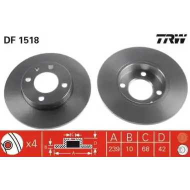 TRW Fren Diski Ön (Ddf042 (Takım Fiyat)) - VW Grubu (VW/Audi/Seat/Skoda) DF1518