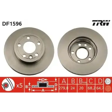 TRW Fren Diski Ön (Ddf427 (Takım Fiyat)) - VW Grubu (VW/Audi/Seat/Skoda) DF1596