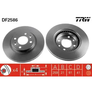 TRW Fren Diski Ön (TK 259mm Orta BOY) - Renault / Dacia DF2586