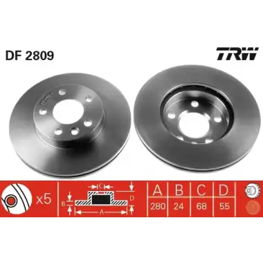TRW Fren Diski Ön (14040 / Ddf1010) - VW Grubu (VW/Audi/Seat/Skoda) DF2809