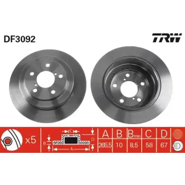 TRW Fren Diski Arka (DF3092) - Japon Araçları
