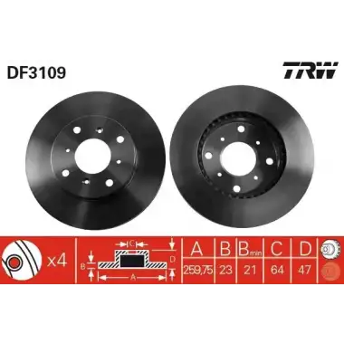 TRW Fren Diski Ön (DF3109) - Japon Araçları