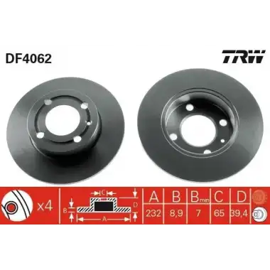 TRW Fren Diski Arka (22876 / Ddf1233) - VW Grubu (VW/Audi/Seat/Skoda) DF4062