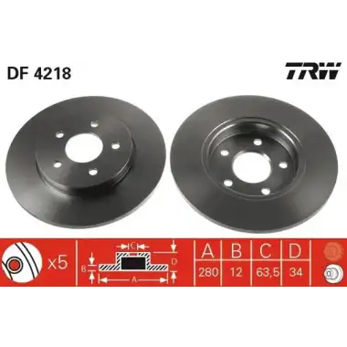 TRW Fren Diski Arka (Takım (2 Adet)) - Ford DF4218