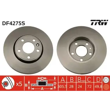 TRW Fren Diski Ön (Adet) (DF4275S) - Opel