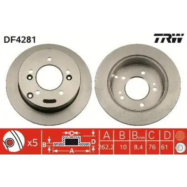 TRW Fren Diski Arka (Adet) - Kore Araçları (Hyundai/Kia) DF4281