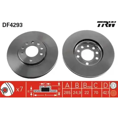 TRW Fren Diski Ön (Takım) (DF4293) - Opel