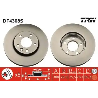 TRW Fren Diski Ön (28504 / Ddf1253) - VW Grubu (VW/Audi/Seat/Skoda) DF4308S