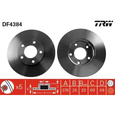TRW Fren Diski Ön (DF4384) - Japon Araçları