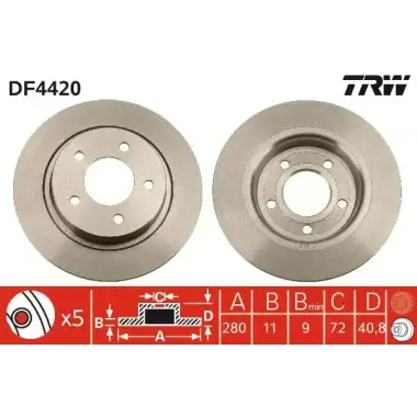 TRW Fren Diski Arka (15 Jant) - Japon Araçları DF4420